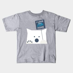 I Love Our Home (Polar Bear Strike), White Ink Kids T-Shirt